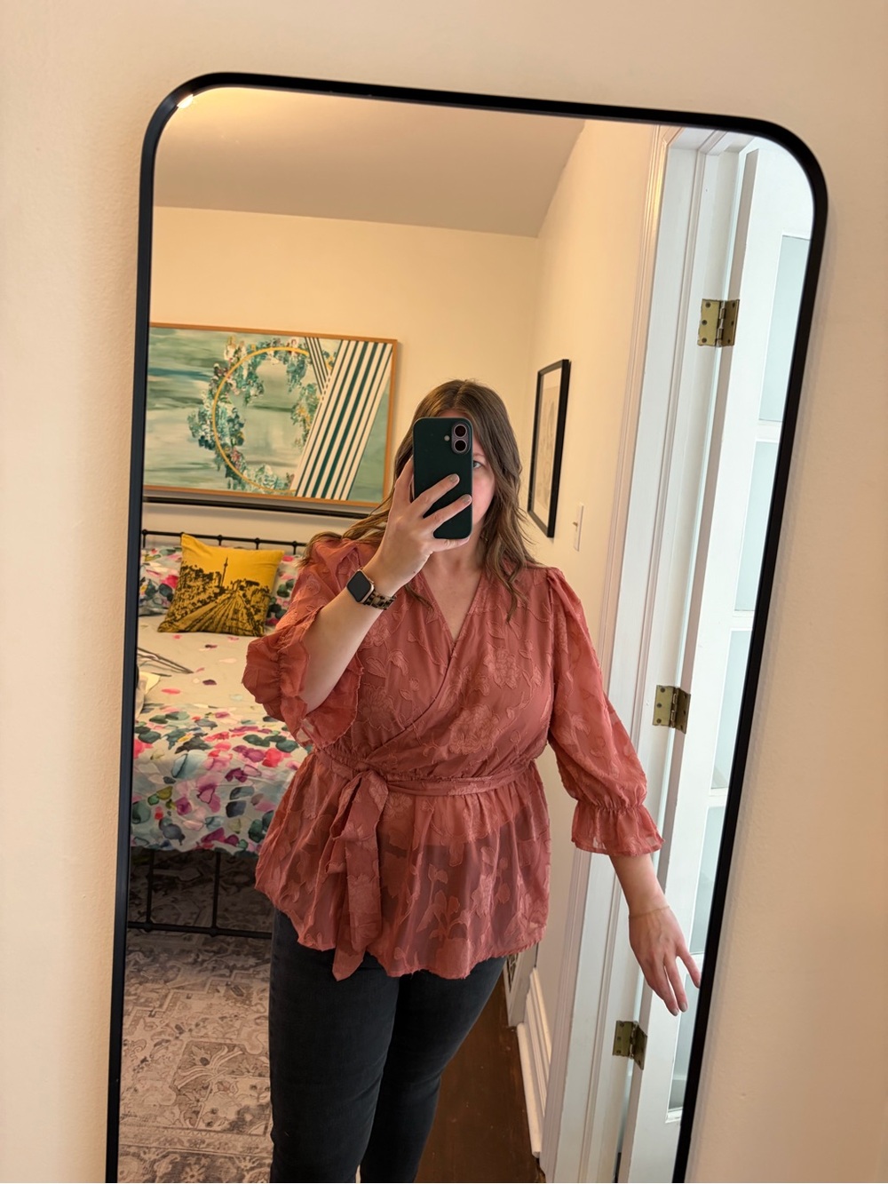 SHEIN Rose Wrap Peplum Blouse